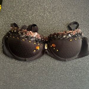 Custom Embellished Black Bra